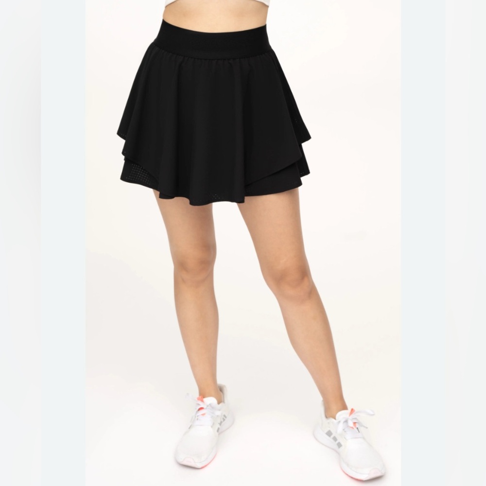 90 Degrees By Reflex Hypersonic Active Performance Tiered Biker Shorts Skort - Picture 1 of 8